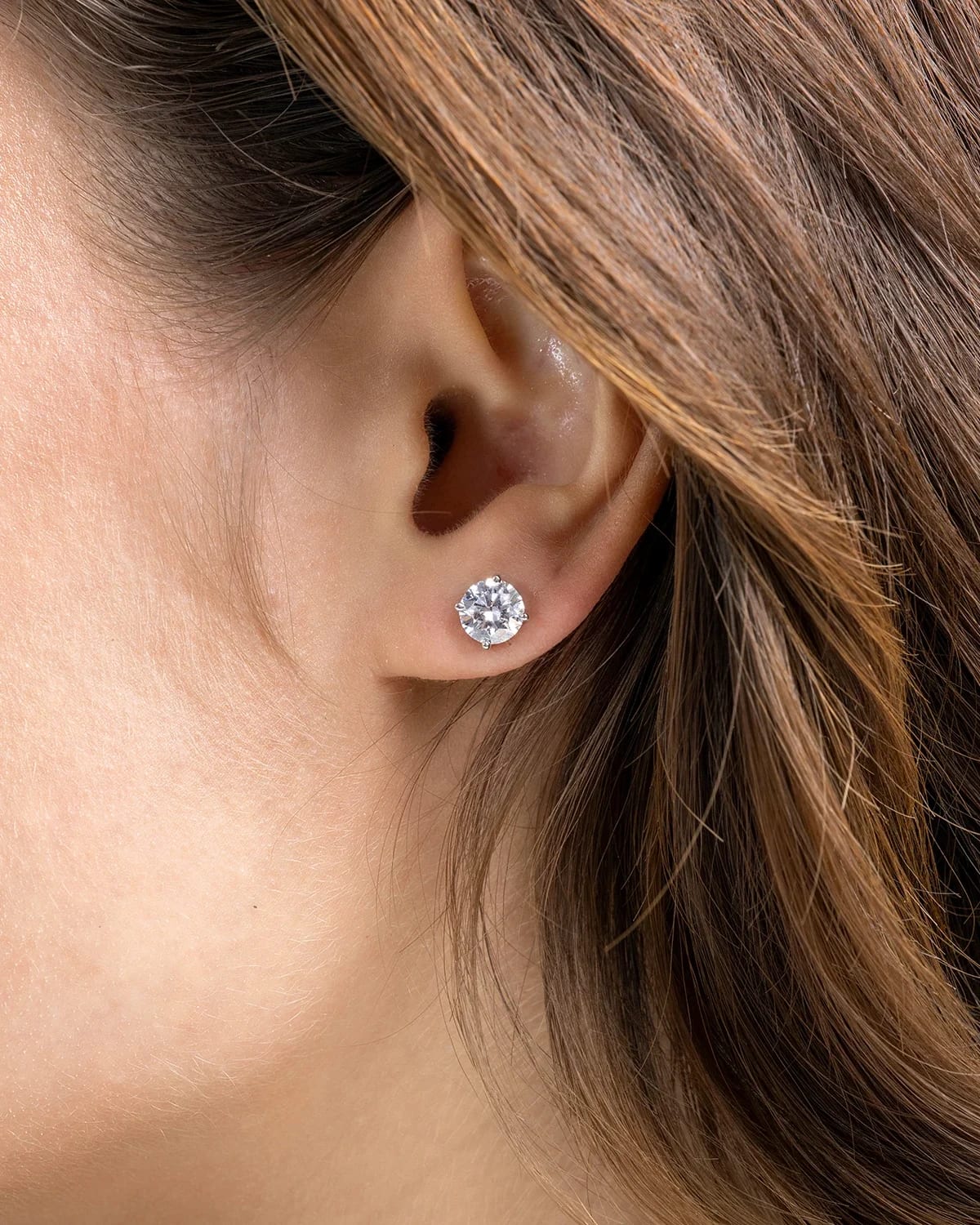 Basket-Set Solitaire Diamond Studs